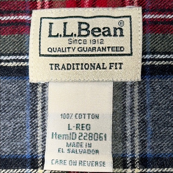 L.L. Bean Men's Casual Plaid Shirt - Red and Black - Picture 10 of 11